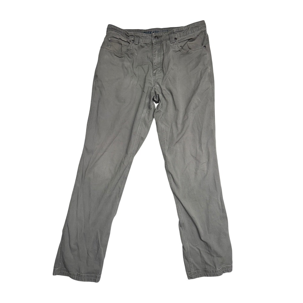 Duluth Trading Co Flex Fire Hose Slim Fit Grey Work Pants 34x34 Mens
